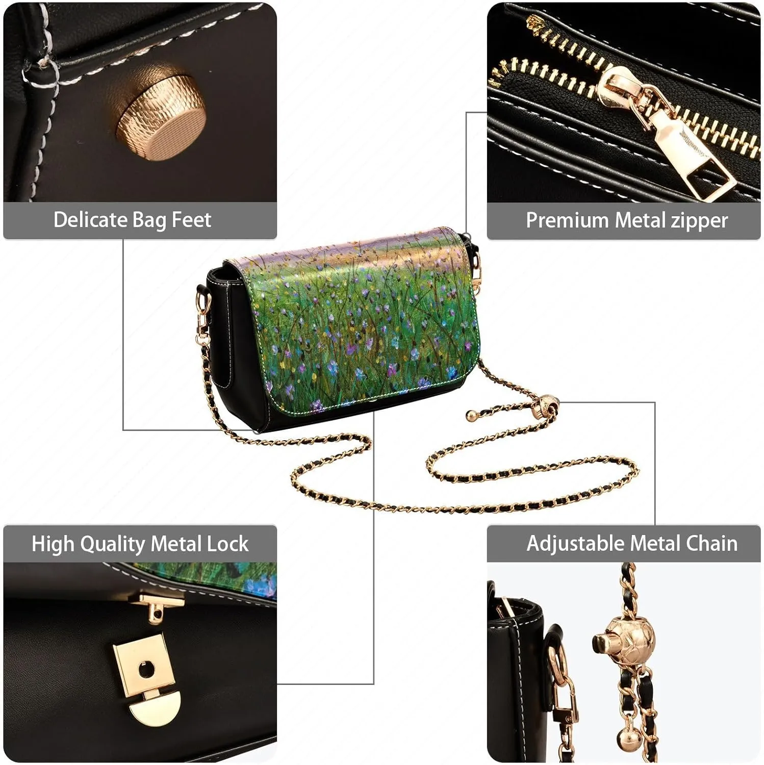 Crossbody Bags for Women Trendy Women's Black Shoulder Bag Small PU Leather Flap Cross Body Bag Handbags