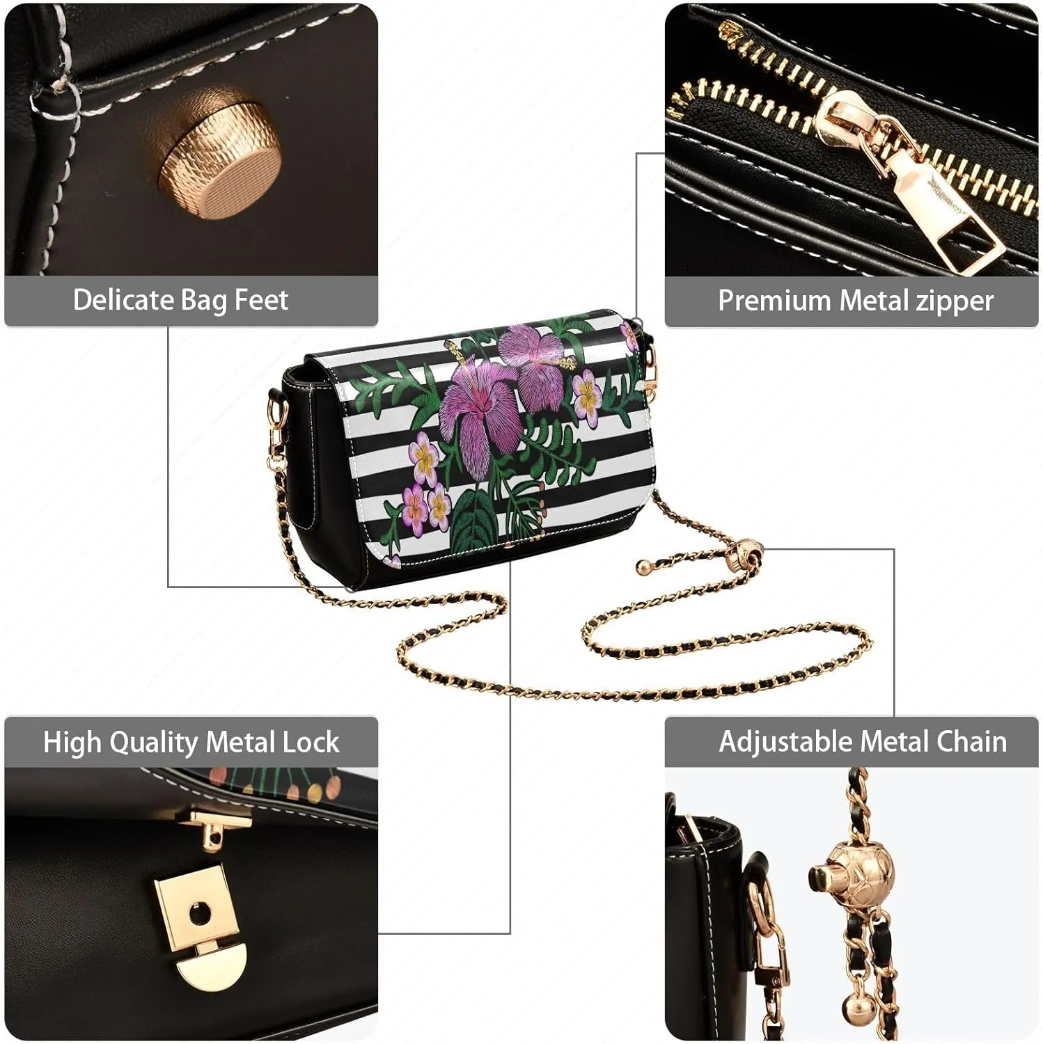 Crossbody Bags for Women Trendy Women's Black Shoulder Bag Small PU Leather Flap Cross Body Bag Handbags