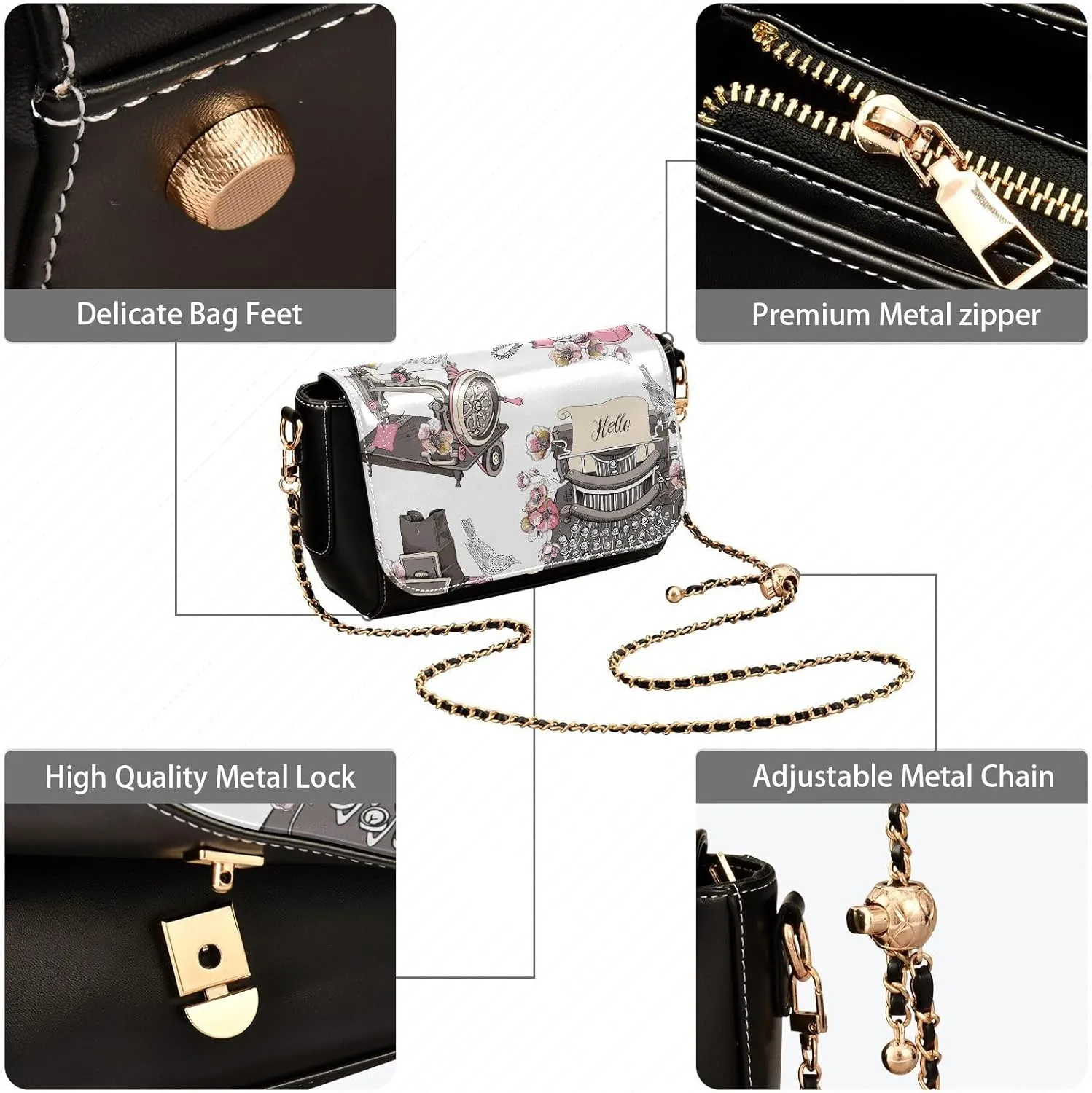 Crossbody Bags for Women Trendy Women's Black Shoulder Bag Small PU Leather Flap Cross Body Bag Handbags