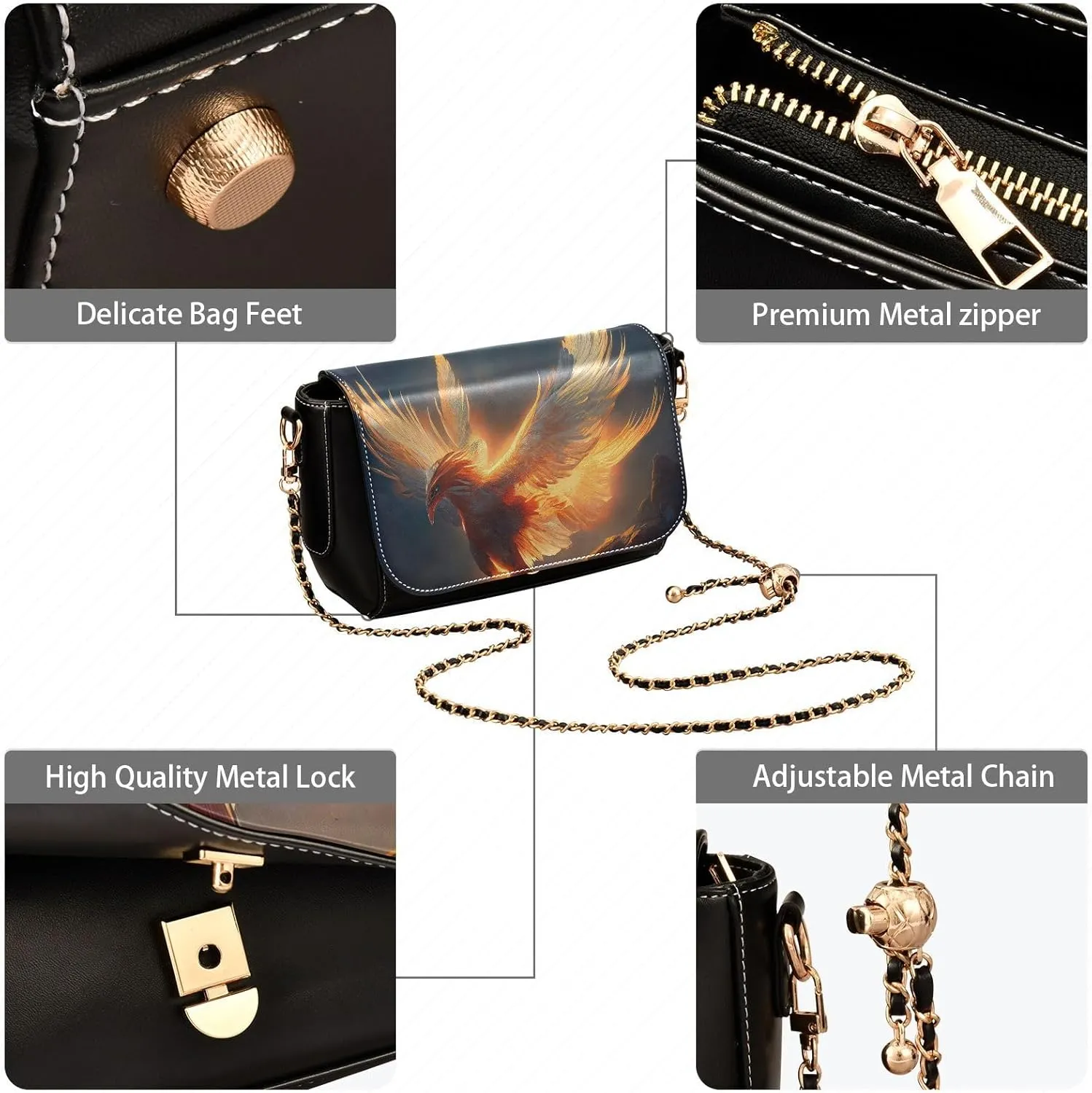 Crossbody Bags for Women Trendy Women's Black Shoulder Bag Small PU Leather Flap Cross Body Bag Handbags