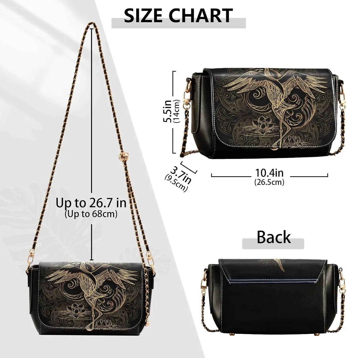 Crossbody Bags for Women Trendy Women's Black Shoulder Bag Small PU Leather Flap Cross Body Bag Handbags
