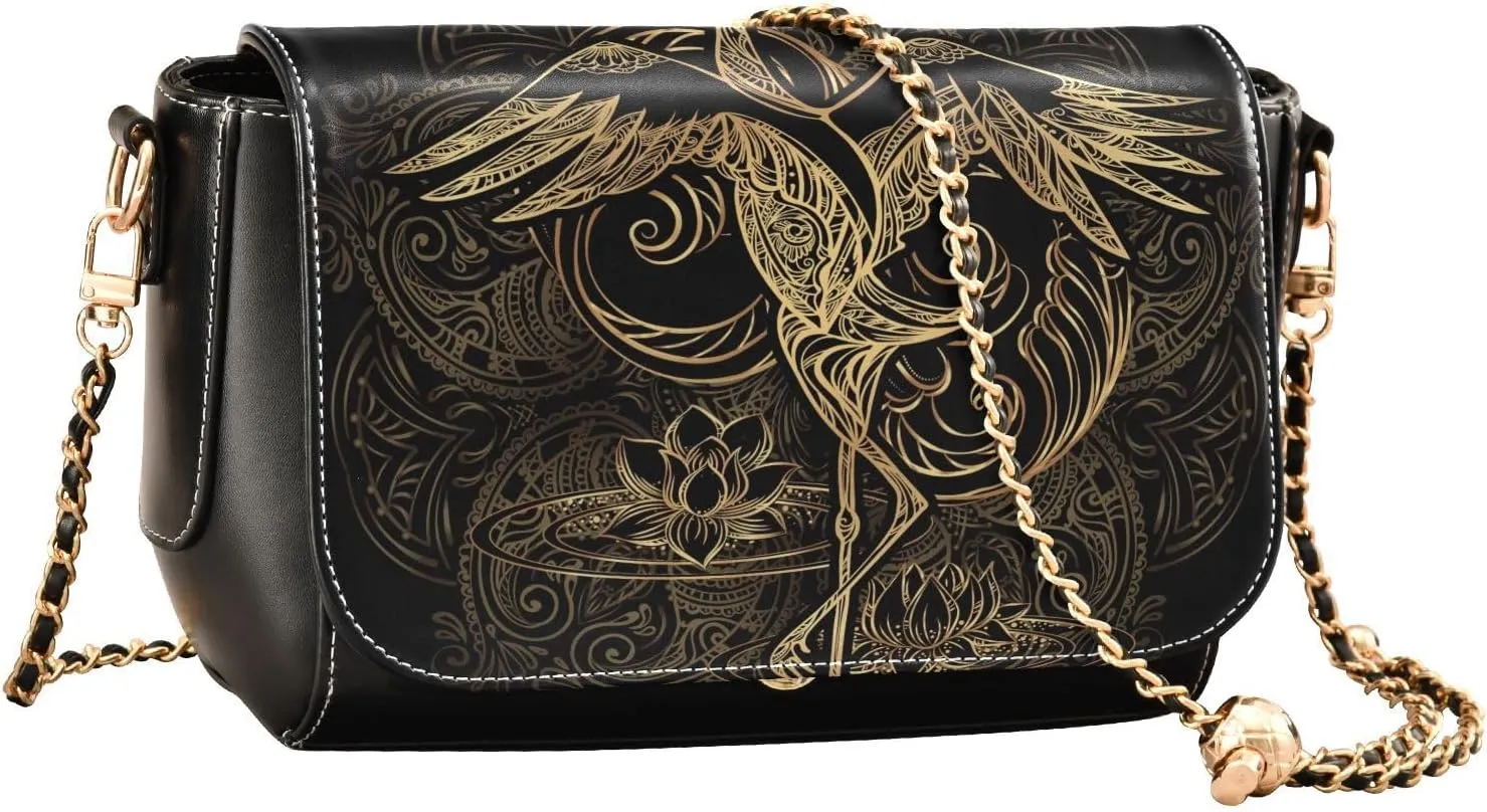 Crossbody Bags for Women Trendy Women's Black Shoulder Bag Small PU Leather Flap Cross Body Bag Handbags