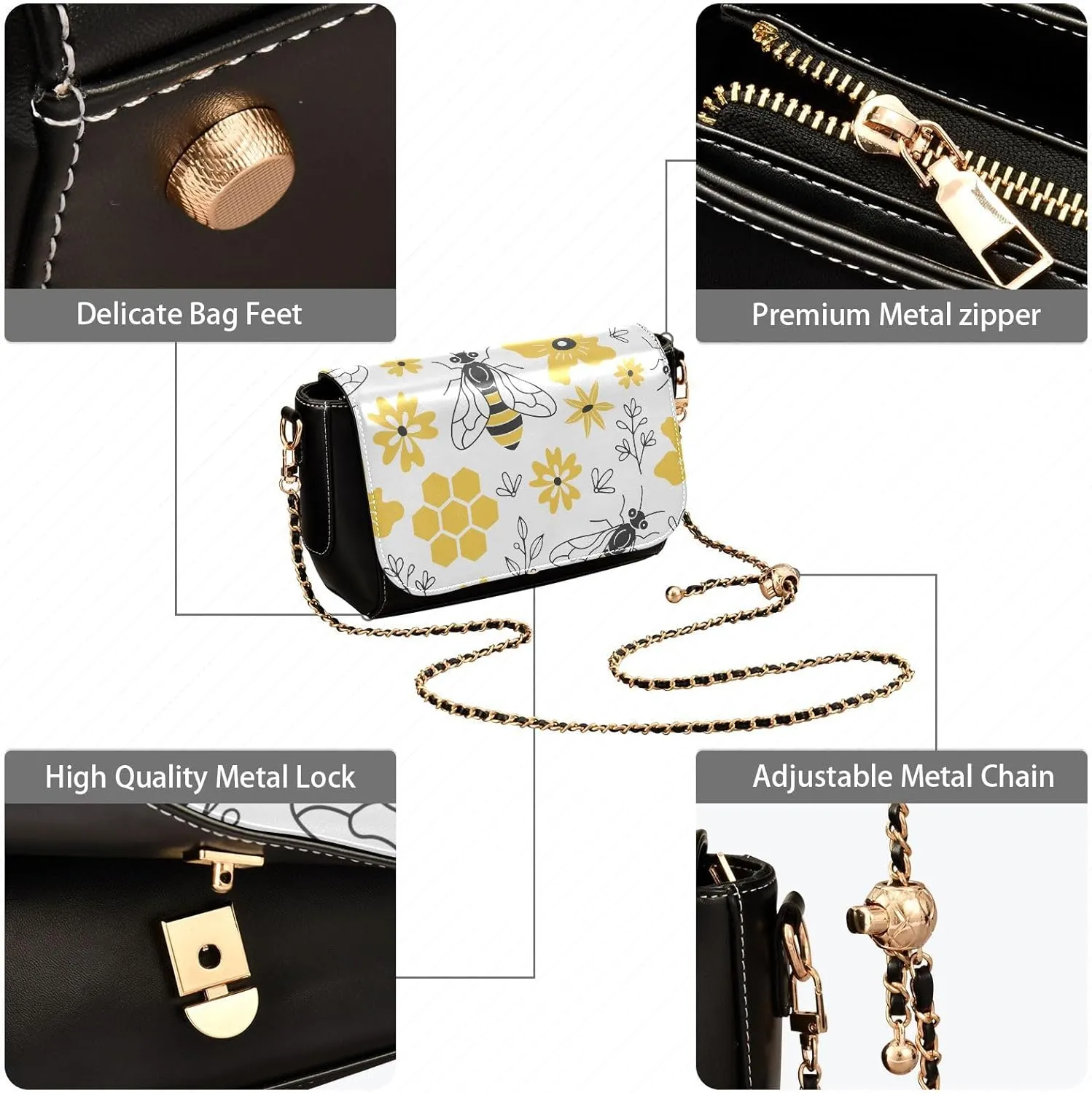 Crossbody Bags for Women Trendy Women's Black Shoulder Bag Small PU Leather Flap Cross Body Bag Handbags