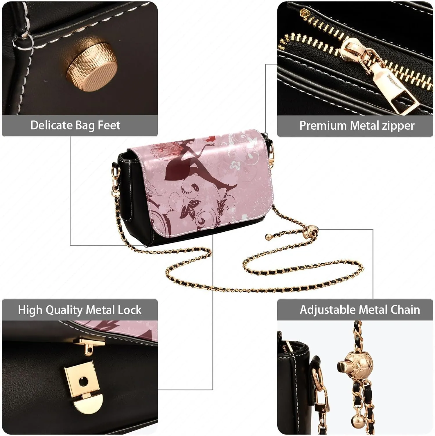 Crossbody Bags for Women Trendy Women's Black Shoulder Bag Small PU Leather Flap Cross Body Bag Handbags