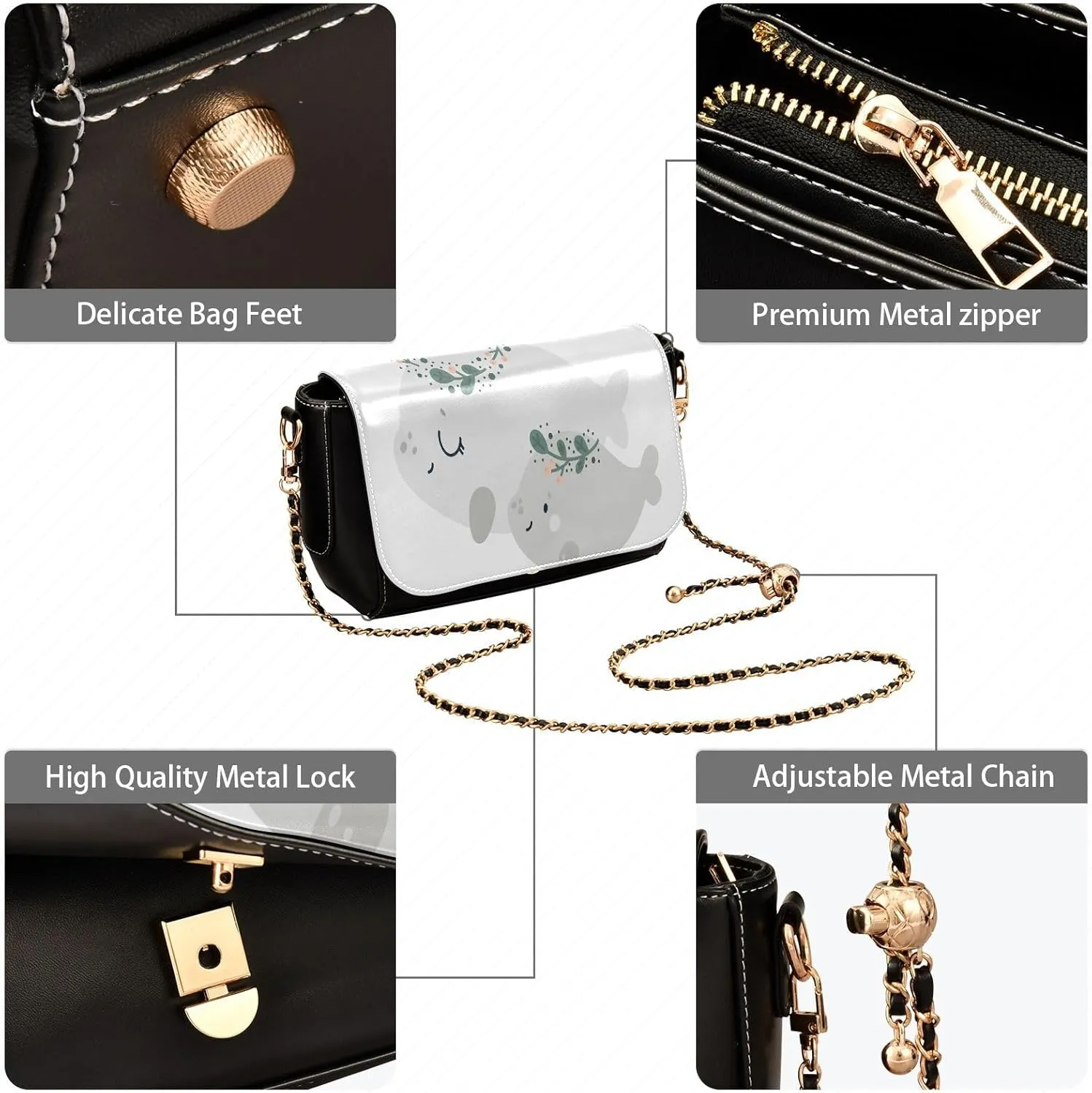 Crossbody Bags for Women Trendy Women's Black Shoulder Bag Small PU Leather Flap Cross Body Bag Handbags