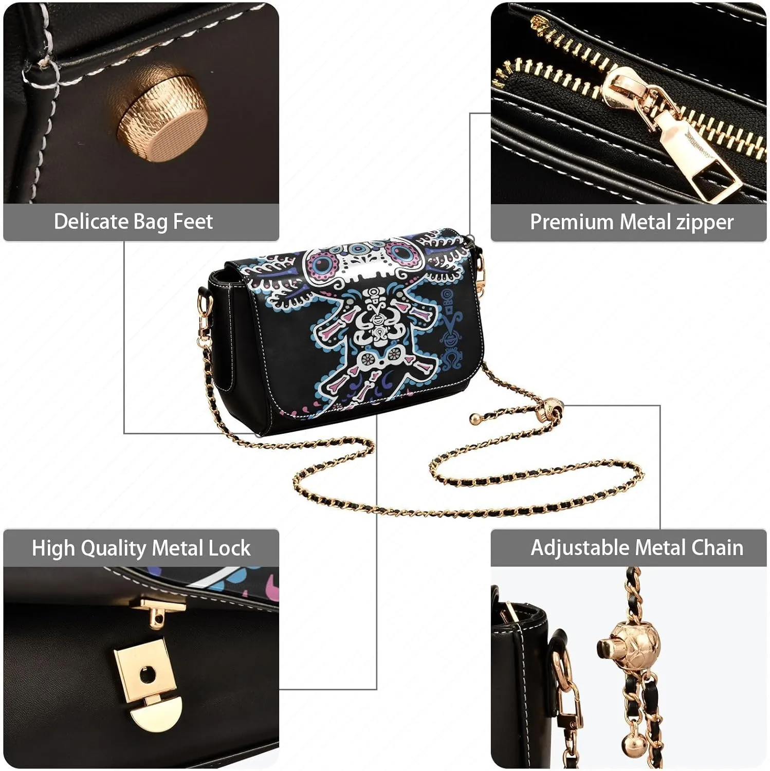 Crossbody Bags for Women Trendy Women's Black Shoulder Bag Small PU Leather Flap Cross Body Bag Handbags