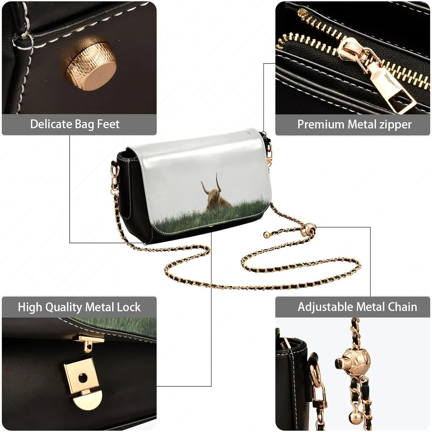 Crossbody Bags for Women Trendy Women's Black Shoulder Bag Small PU Leather Flap Cross Body Bag Handbags