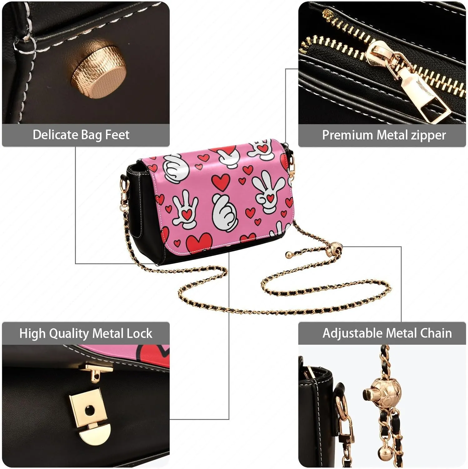 Crossbody Bags for Women Trendy Women's Black Shoulder Bag Small PU Leather Flap Cross Body Bag Handbags