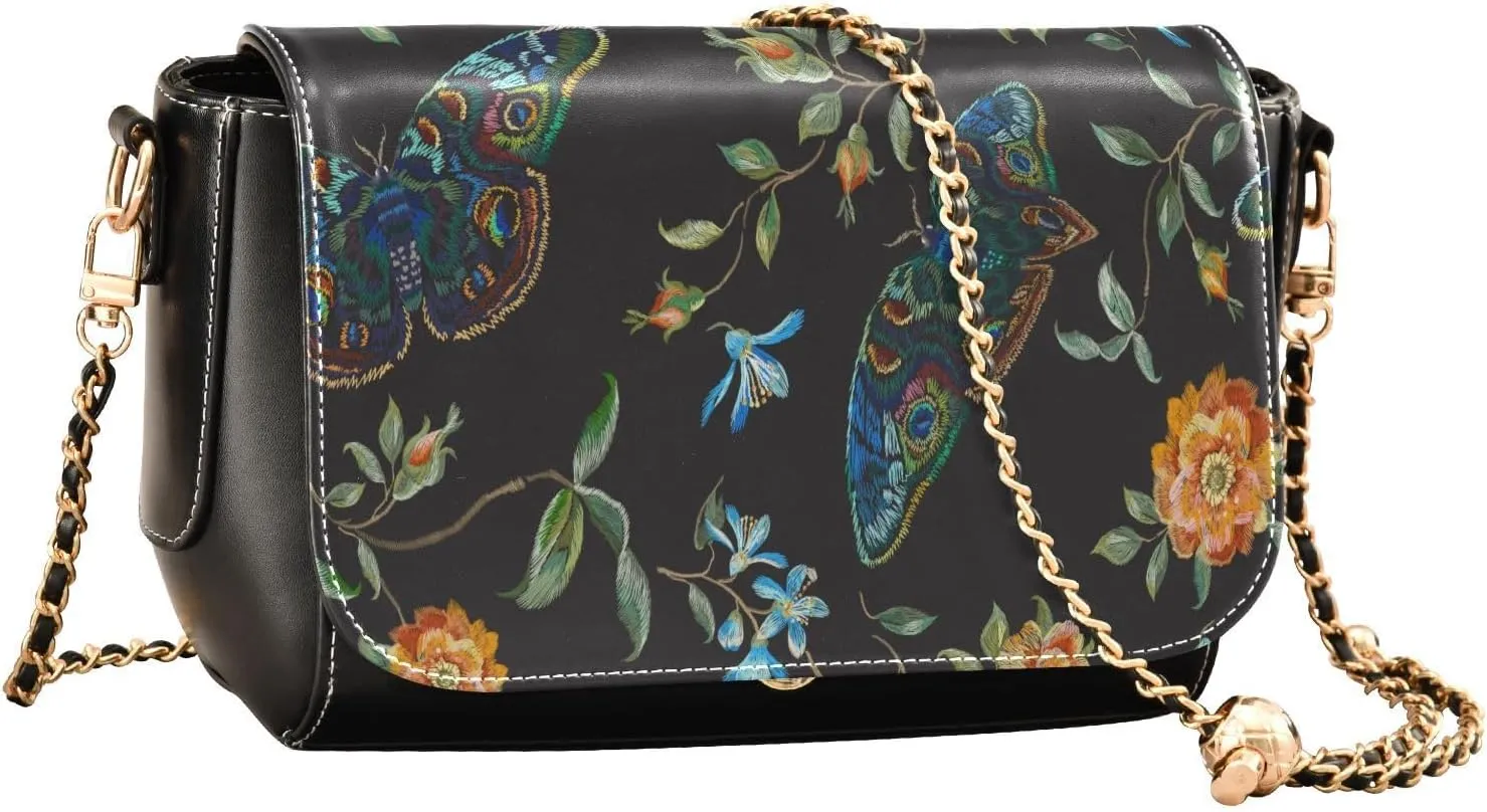 Crossbody Bags for Women Trendy Women's Black Shoulder Bag Small PU Leather Flap Cross Body Bag Handbags