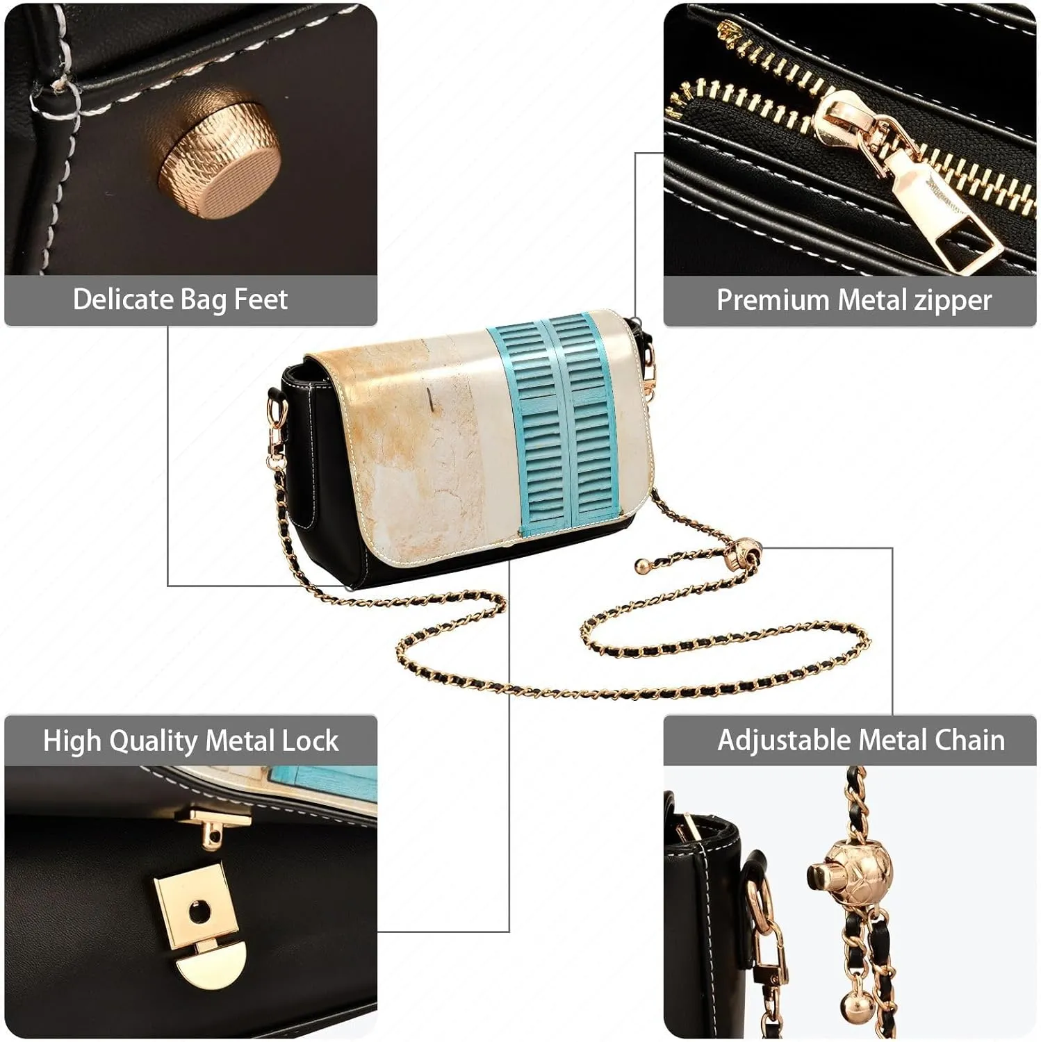 Crossbody Bags for Women Trendy Women's Black Shoulder Bag Small PU Leather Flap Cross Body Bag Handbags