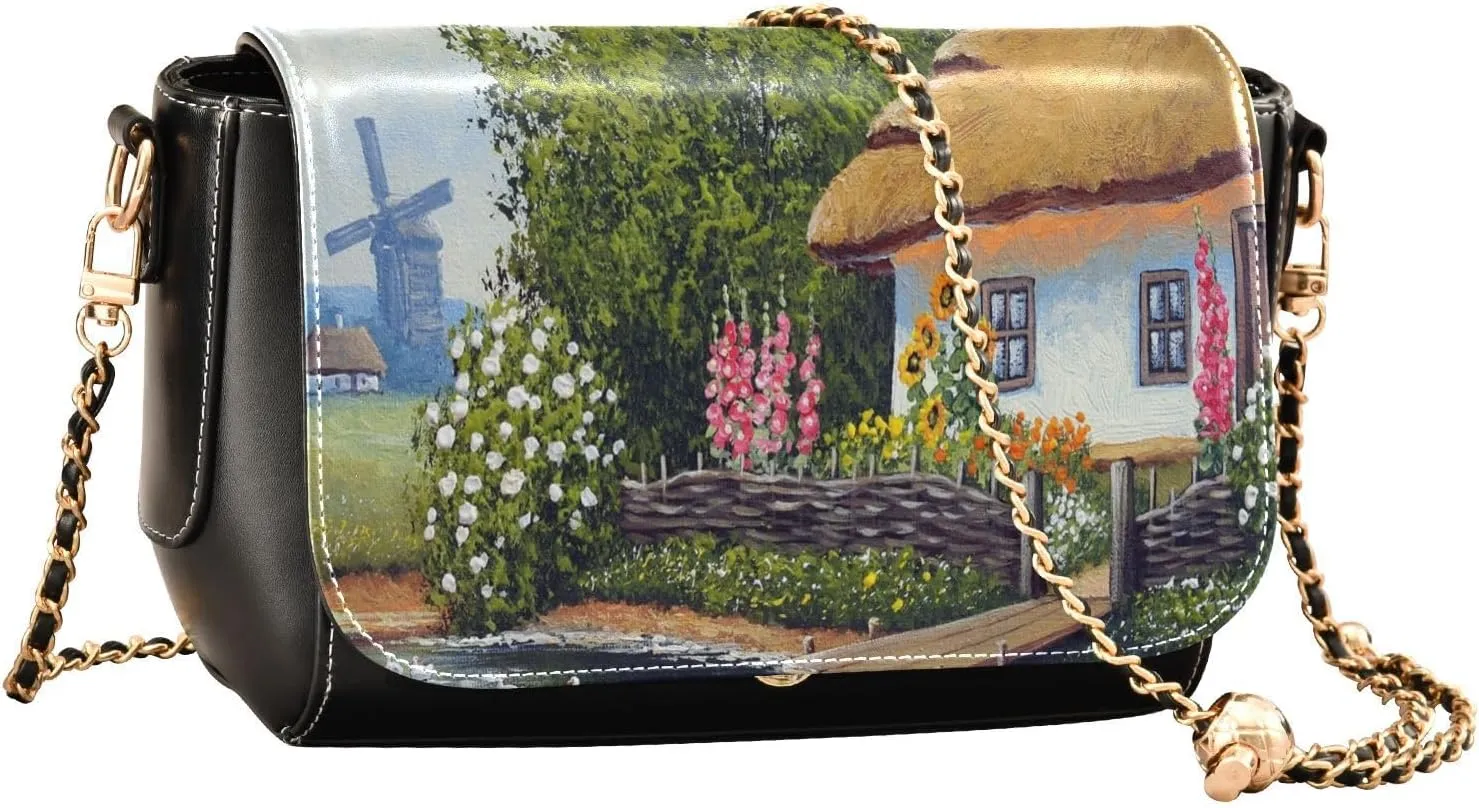Crossbody Bags for Women Trendy Women's Black Shoulder Bag Small PU Leather Flap Cross Body Bag Handbags