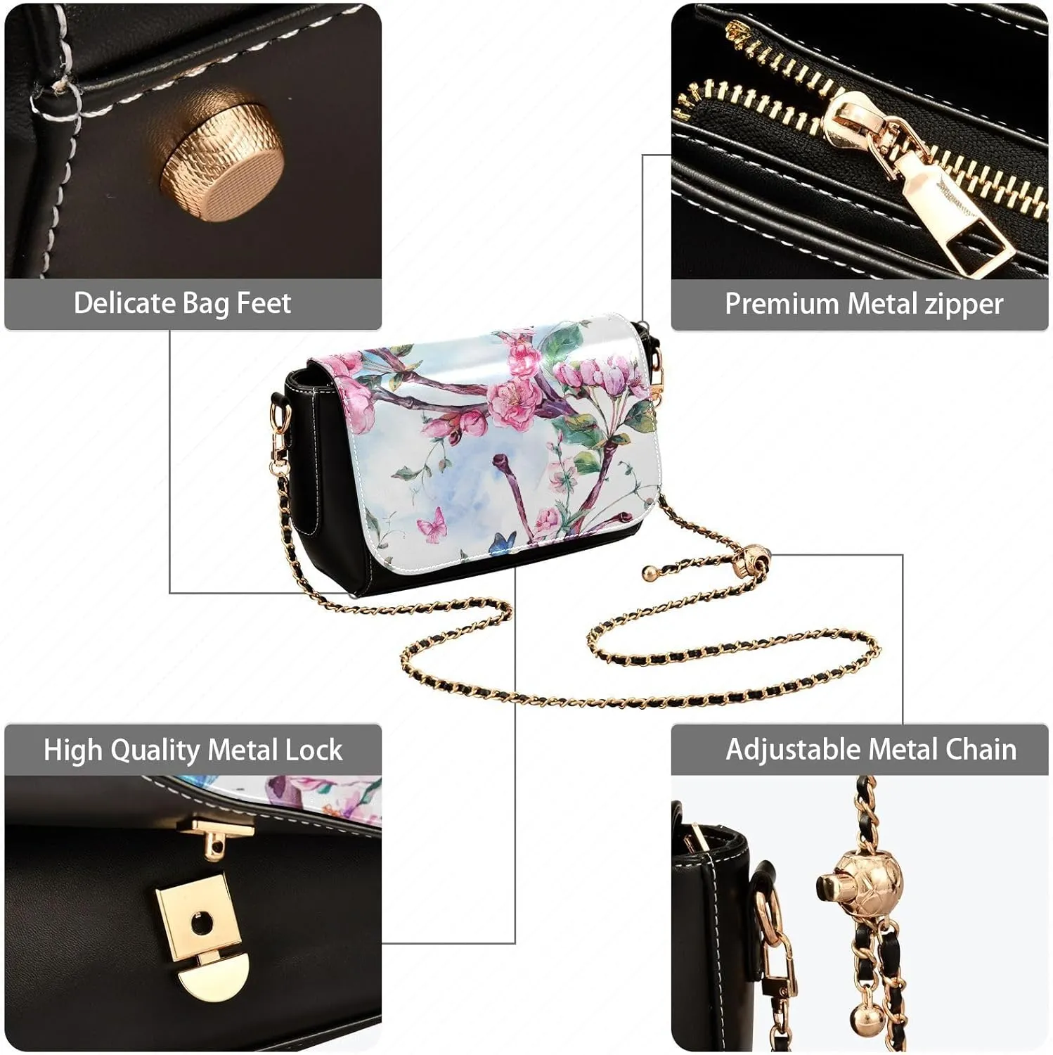 Crossbody Bags for Women Trendy Women's Black Shoulder Bag Small PU Leather Flap Cross Body Bag Handbags