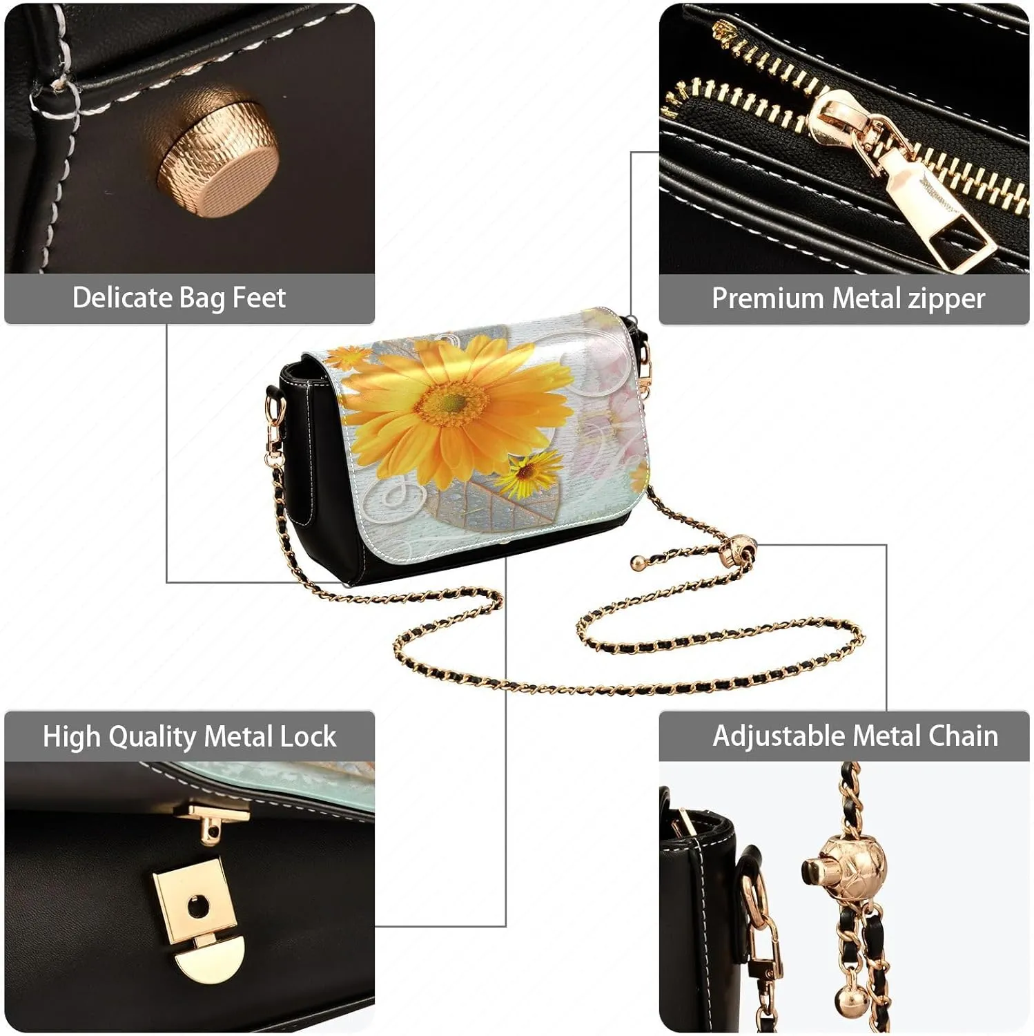 Crossbody Bags for Women Trendy Women's Black Shoulder Bag Small PU Leather Flap Cross Body Bag Handbags