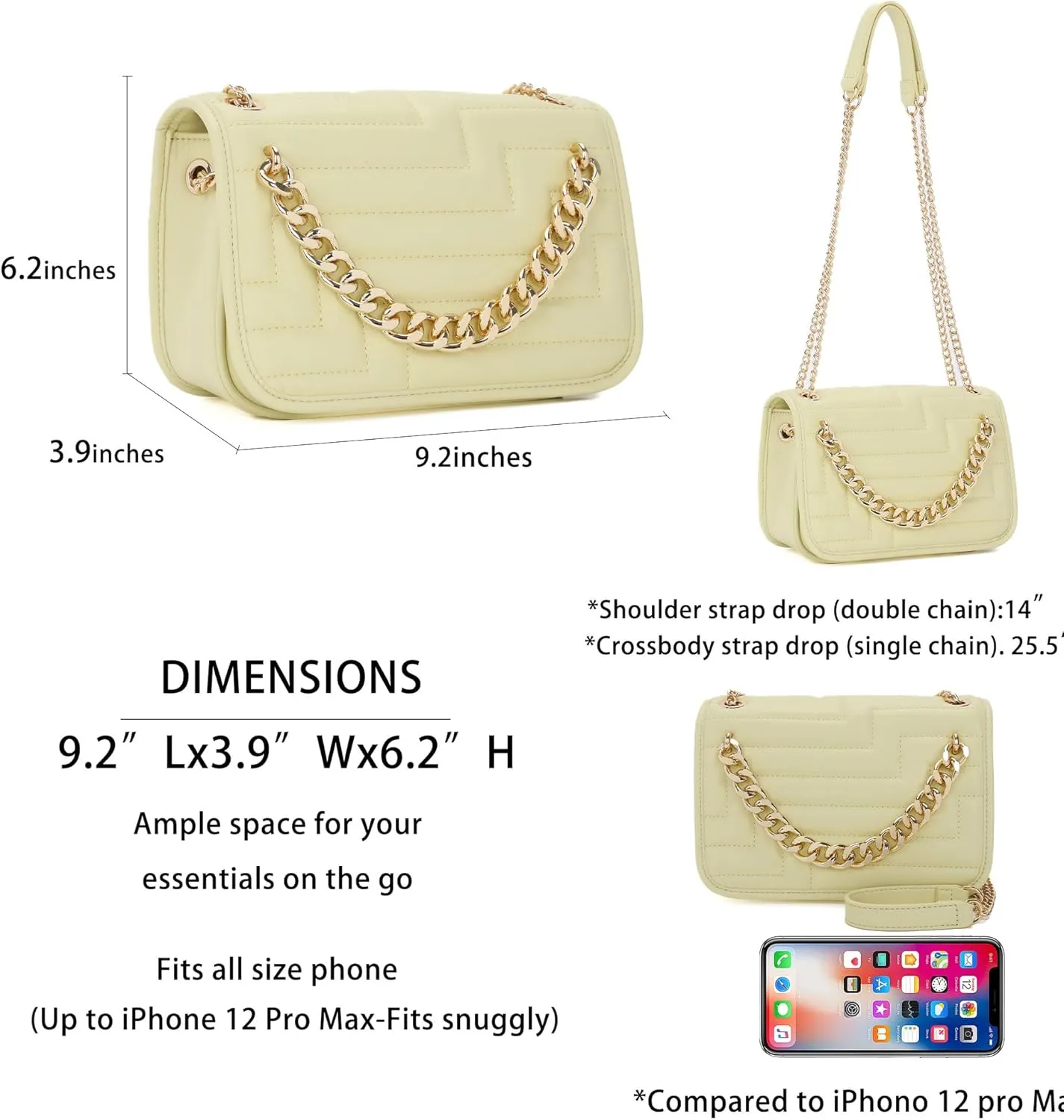 Crossbody Bags for Women,Vegan Leather Purses for Women,Small Shoulder Handbags with Chain Strap