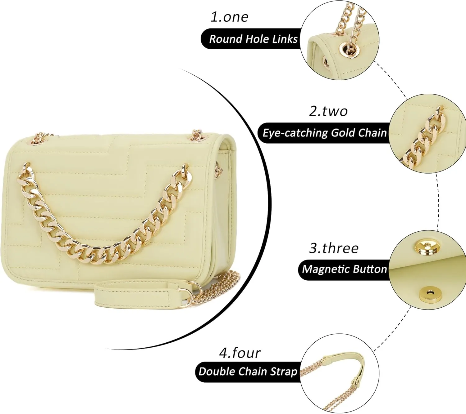 Crossbody Bags for Women,Vegan Leather Purses for Women,Small Shoulder Handbags with Chain Strap