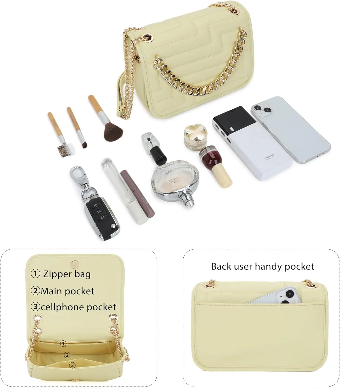 Crossbody Bags for Women,Vegan Leather Purses for Women,Small Shoulder Handbags with Chain Strap