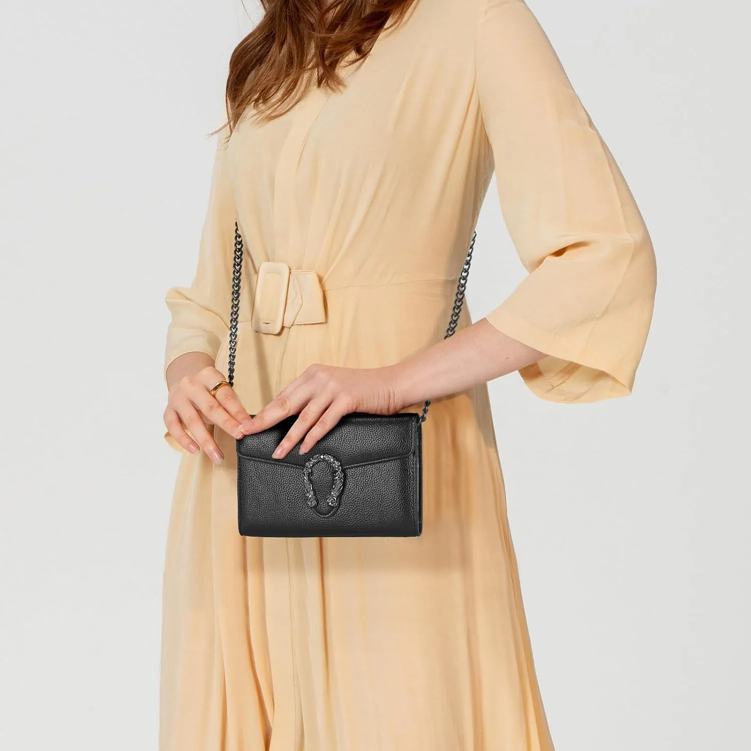 Crossbody Chain Purses for Women - Crocodile Snake Pattern Leather Shoulder Handbags Evening Clutch Satchel Bags