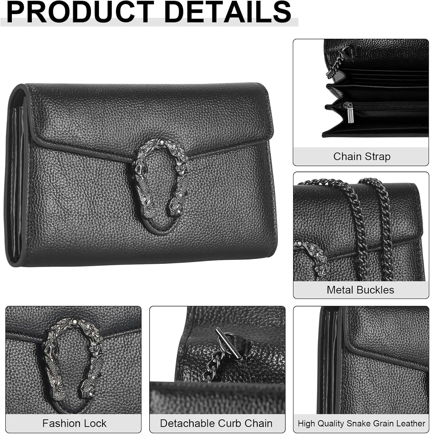 Crossbody Chain Purses for Women - Crocodile Snake Pattern Leather Shoulder Handbags Evening Clutch Satchel Bags