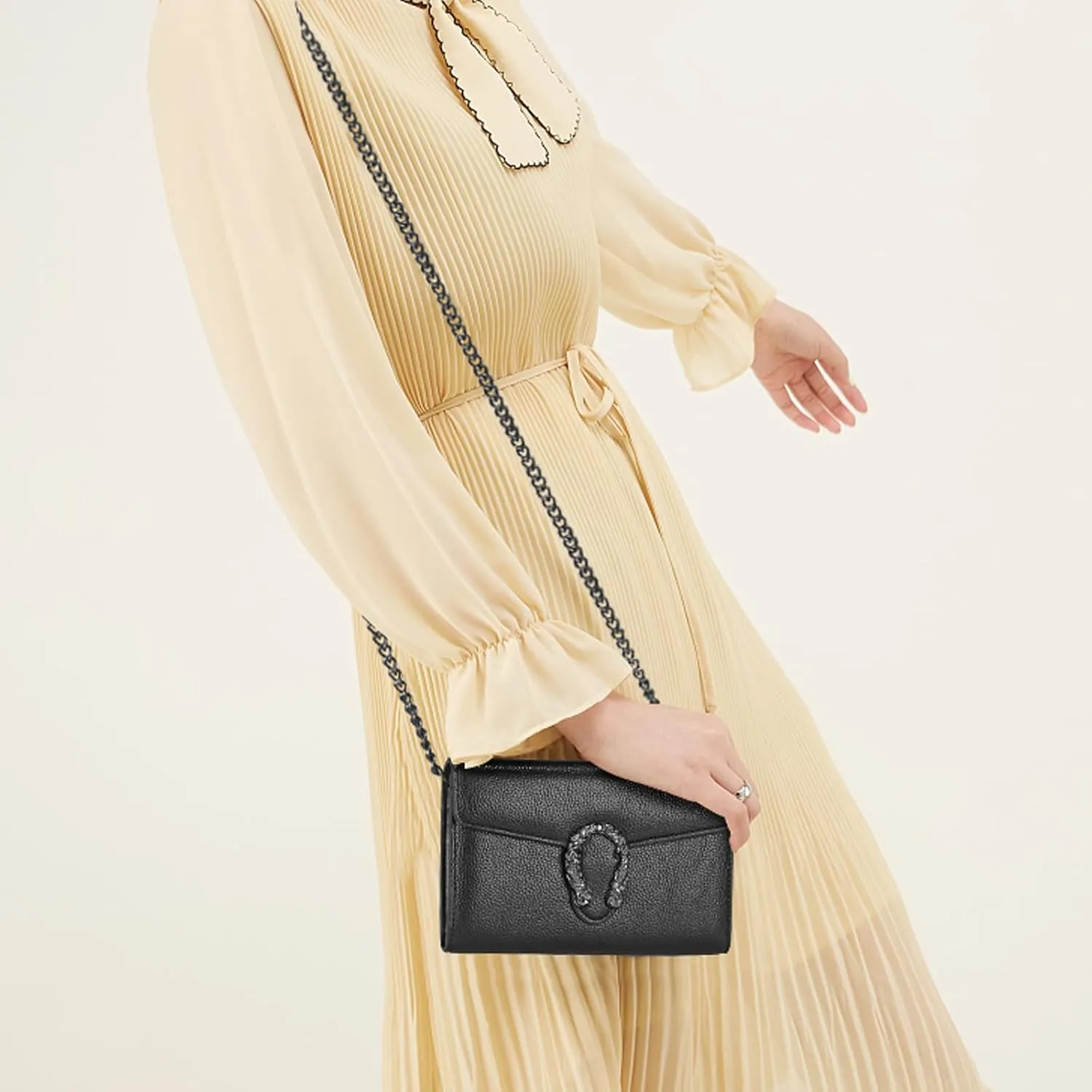 Crossbody Chain Purses for Women - Crocodile Snake Pattern Leather Shoulder Handbags Evening Clutch Satchel Bags