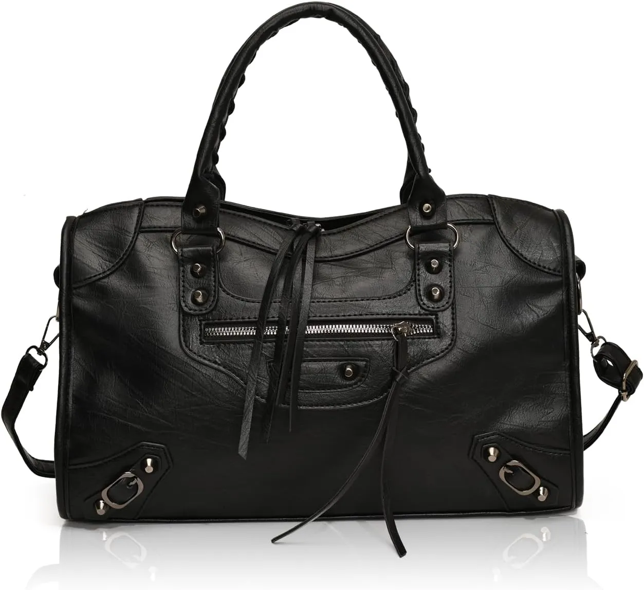 Crossbody Tote Bag for Women – Rivet Studded Hobo Shoulder Purse, Trendy Goth Work Boston Bag