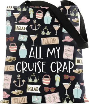 Cruise Vacation Tote Bag All My Cruise Crap Tote Bag Summer Vacation Travel Gift Beach Life Gift Family Vacation Cruise Gifts