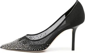 Crystal Embellished Pumps for Women Pointed Toe Mesh High Stiletto Heel