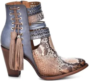 Cuadra Women's Bootie in Genuine Python Leather with Zipper