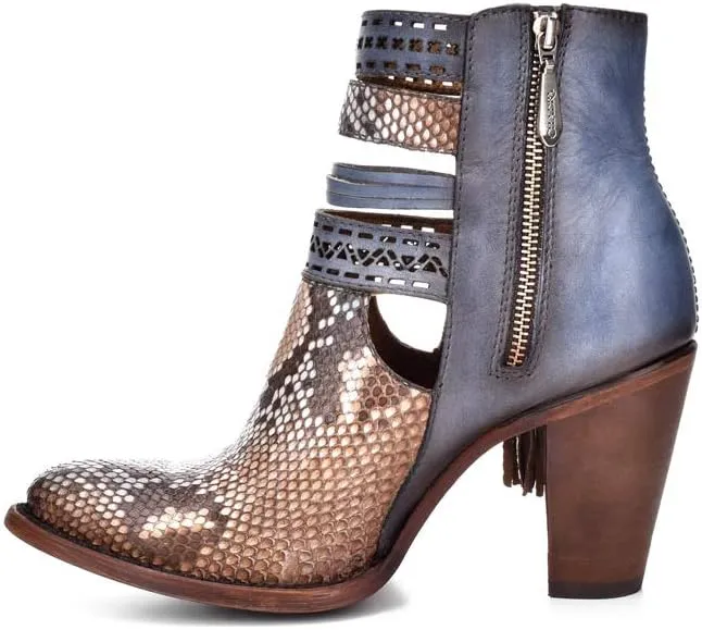Cuadra Women's Bootie in Genuine Python Leather with Zipper