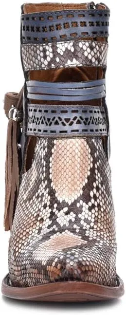 Cuadra Women's Bootie in Genuine Python Leather with Zipper