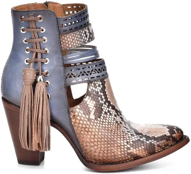 Cuadra Women's Bootie in Genuine Python Leather with Zipper
