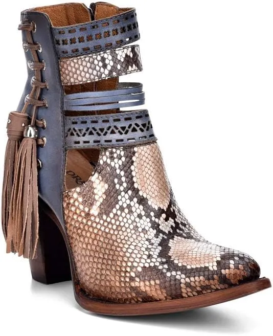 Cuadra Women's Bootie in Genuine Python Leather with Zipper