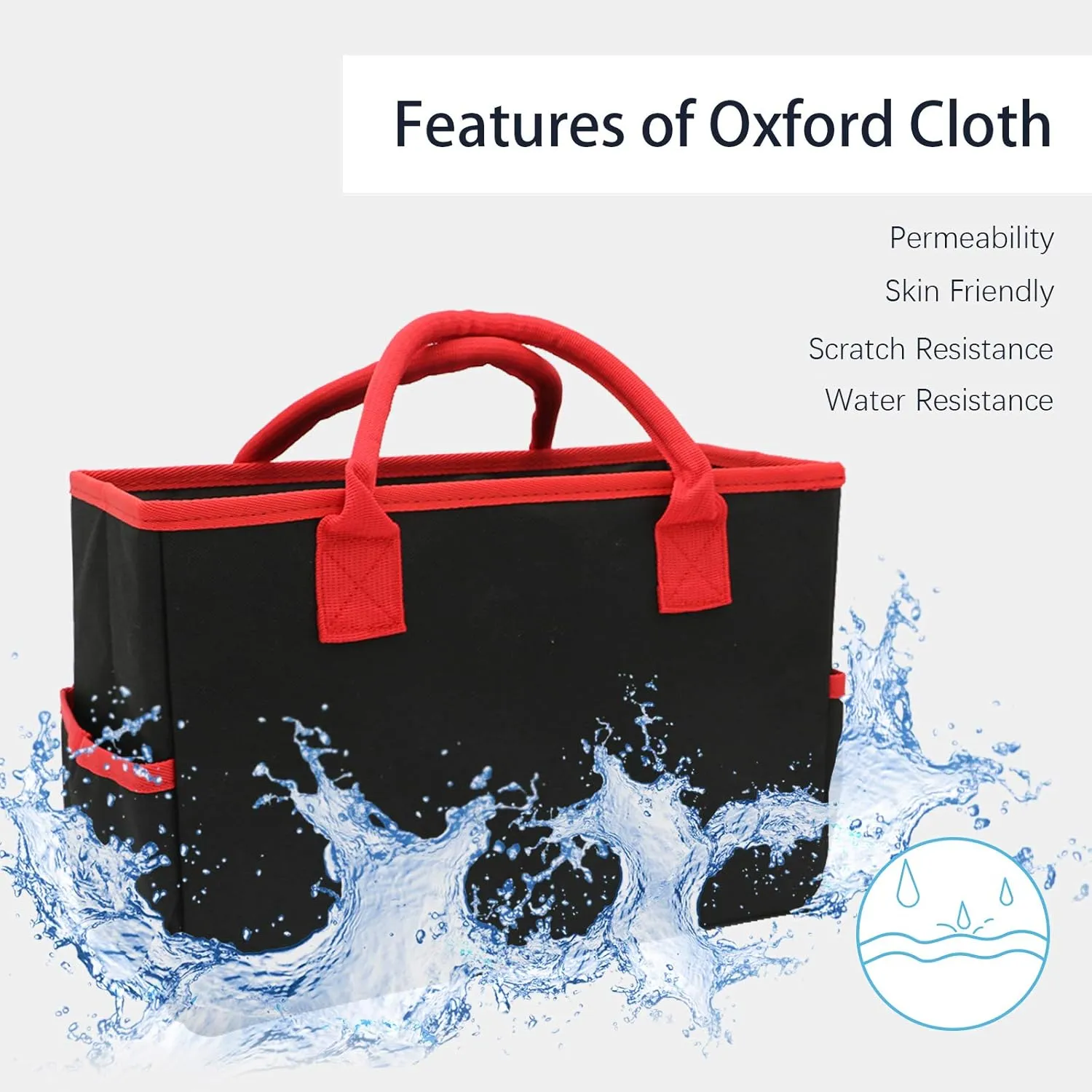 Cupohus Art Organizer Craft Storage Tote Bag with Pockets and Hadles, Oxford Fabric Carrying Caddy for Teacher, Officer, Artist, Students, Traveler, and More – Black with Red Edge