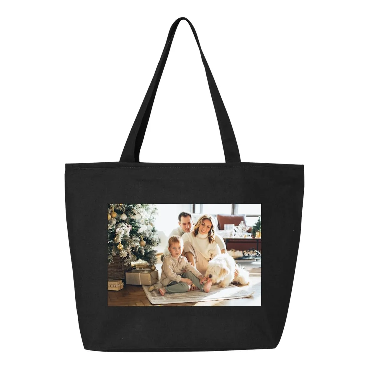 Custom Photo Zippered Canvas Bag, Custom Tote Bag Photo, Custom Picture Tote Bag,Family Picture Tote Bag, Custom Image Tote Bag, Custom Photo Tote Bag, Photo Tote Bag (20"W x 15"H x 5"D, Black)