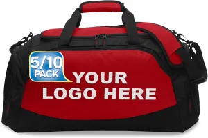 Custom Sport Duffel Bag Embroidered Logo 5/10 Pack Medium Active Sport Gym Travel Bag True Red Black