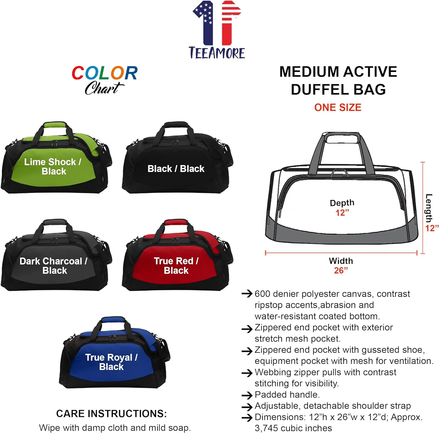 Custom Sport Duffel Bag Embroidered Logo 5/10 Pack Medium Active Sport Gym Travel Bag True Red Black