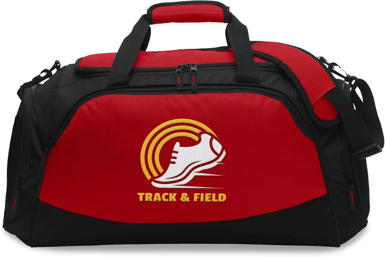 Custom Sport Duffel Bag Embroidered Logo 5/10 Pack Medium Active Sport Gym Travel Bag True Red Black