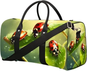 Cute Animal Ladybugs Travel Duffel Bag for Women Men Waterproof Foldable Overnight Weekender Bag Large Capacity Sports Gym Bag