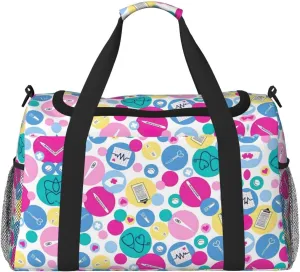 Cute Nurse print Large Canvas Travel Duffel Bag Weekender Bags for Women Overnight Bag Carry On Tote Bag