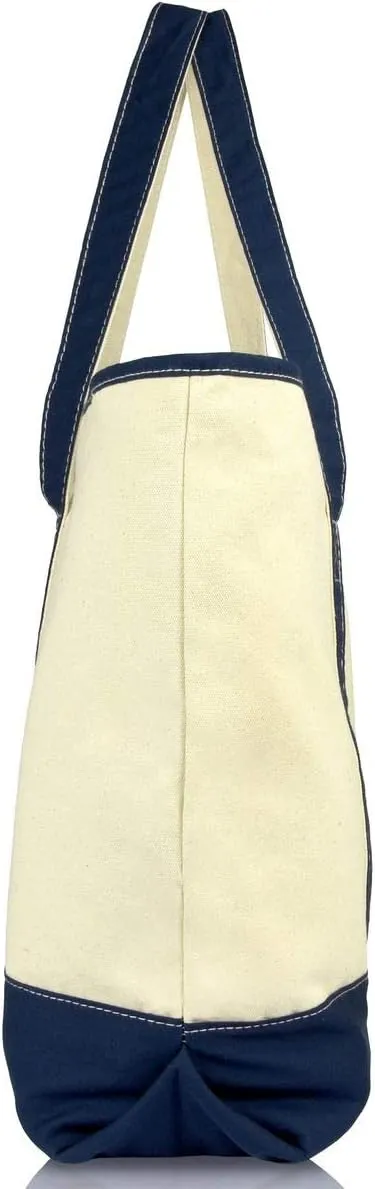 DALIX Blueberry Tote Bag Reusable Grocery Natural Canvas Fruits in Navy Blue