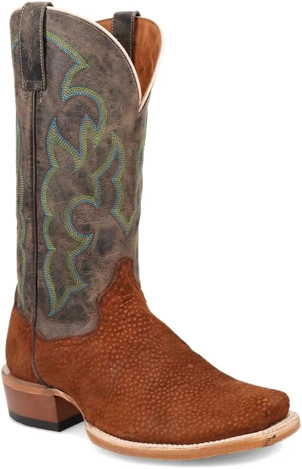 Dan Post Boots Mens Cappy Carpincho Embroidered Square Toe Pull On Dress Boots Mid Calf - Brown