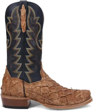 Dan Post Boots Mens Riggs Pirarucu Embroidered Square Toe Pull On Dress Boots Mid Calf - Black, Brown