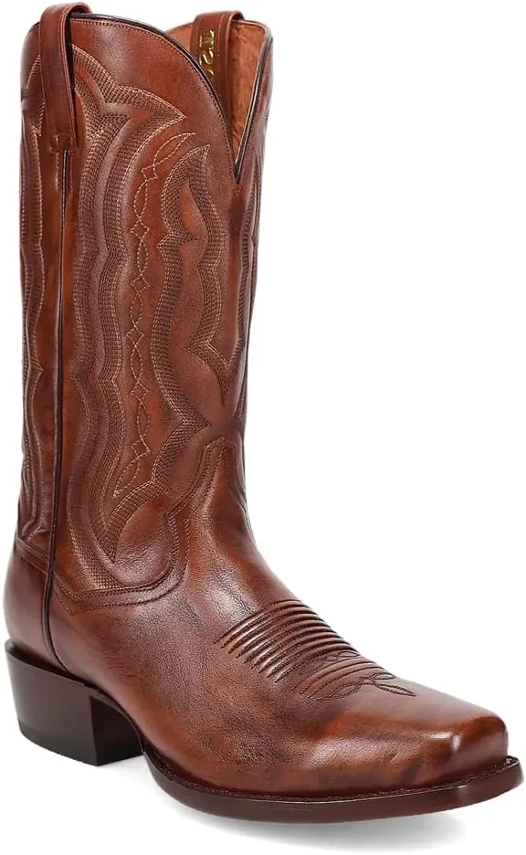 Dan Post Boots Mens Wade Embroidered Square Toe Casual Boots Mid Calf - Brown