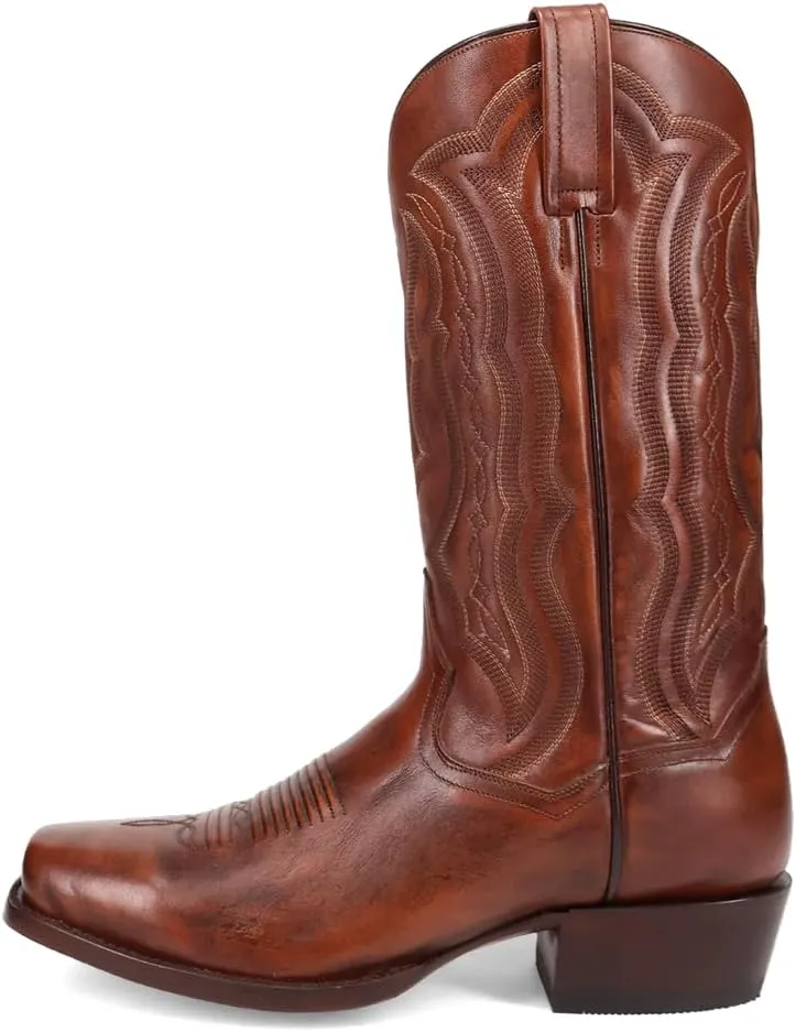 Dan Post Boots Mens Wade Embroidered Square Toe Casual Boots Mid Calf - Brown