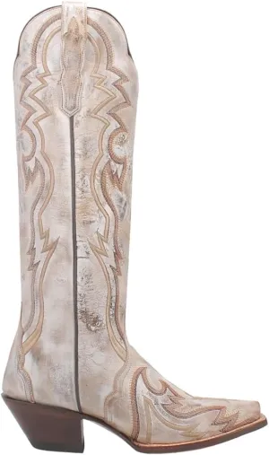 Dan Post Womens Silvie Embroidered Snip Toe Pull On Casual Boots Over the Knee Low Heel 1-2" - Brown