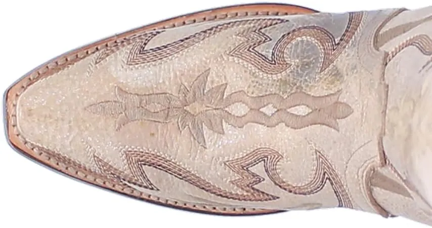 Dan Post Womens Silvie Embroidered Snip Toe Pull On Casual Boots Over the Knee Low Heel 1-2" - Brown