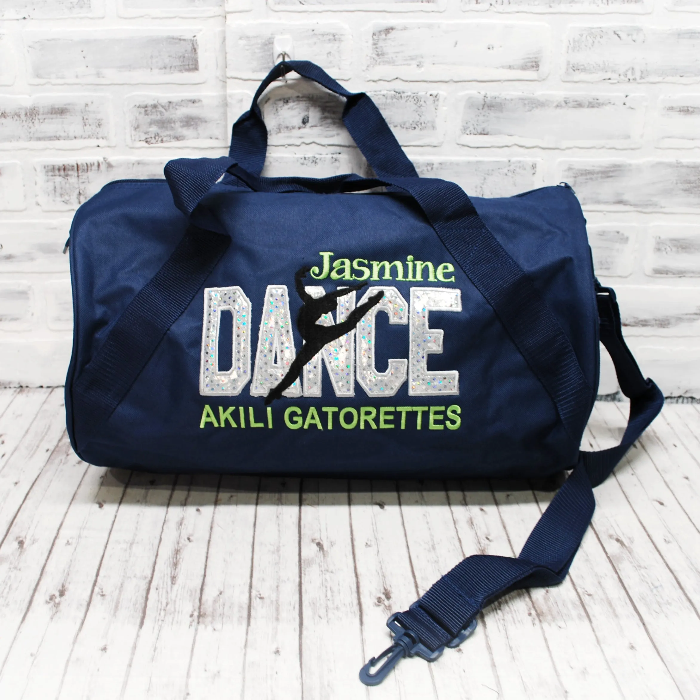 Dance Bag with Silver-Personalized Custom Tote or Duffle Bag Color