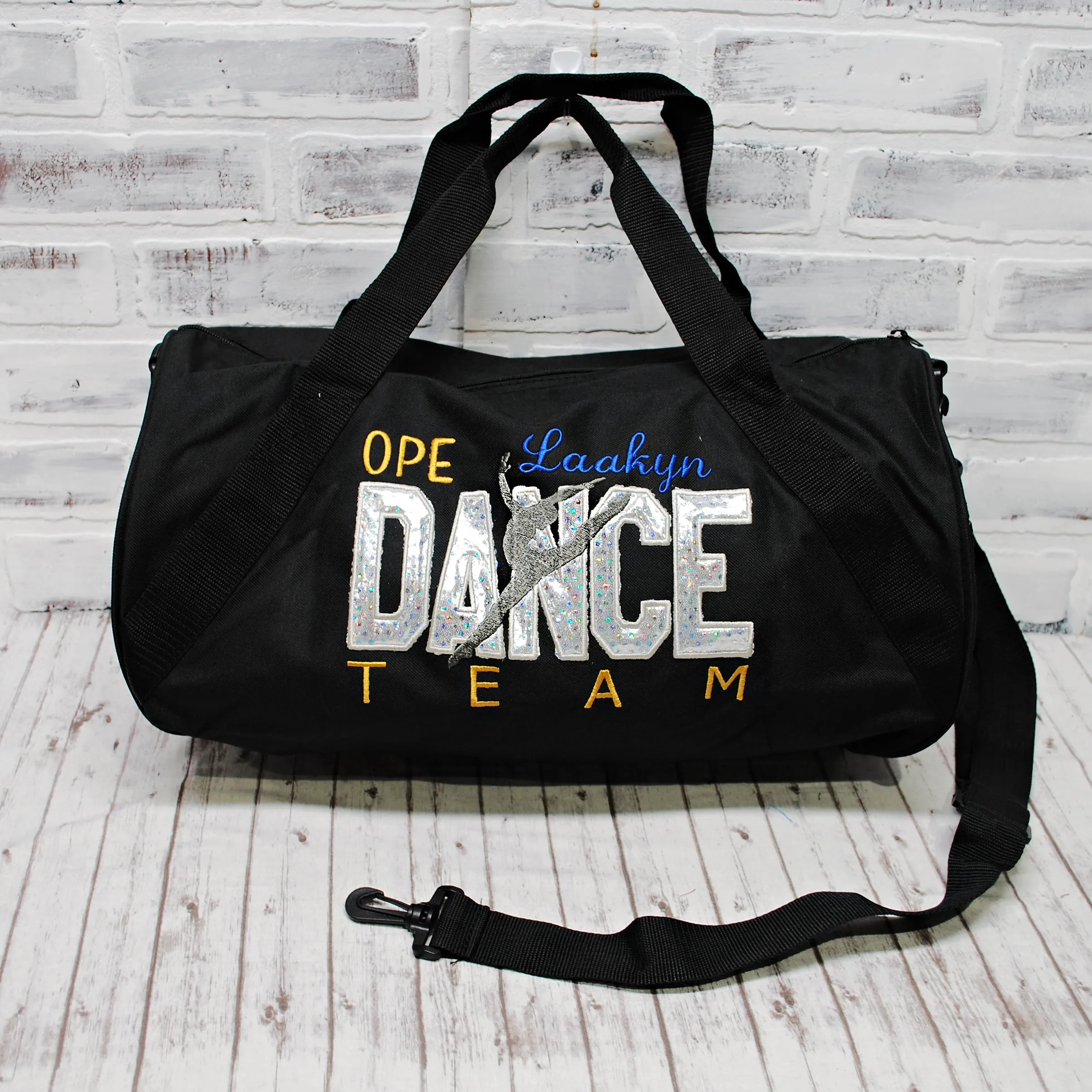 Dance Bag with Silver-Personalized Custom Tote or Duffle Bag Color