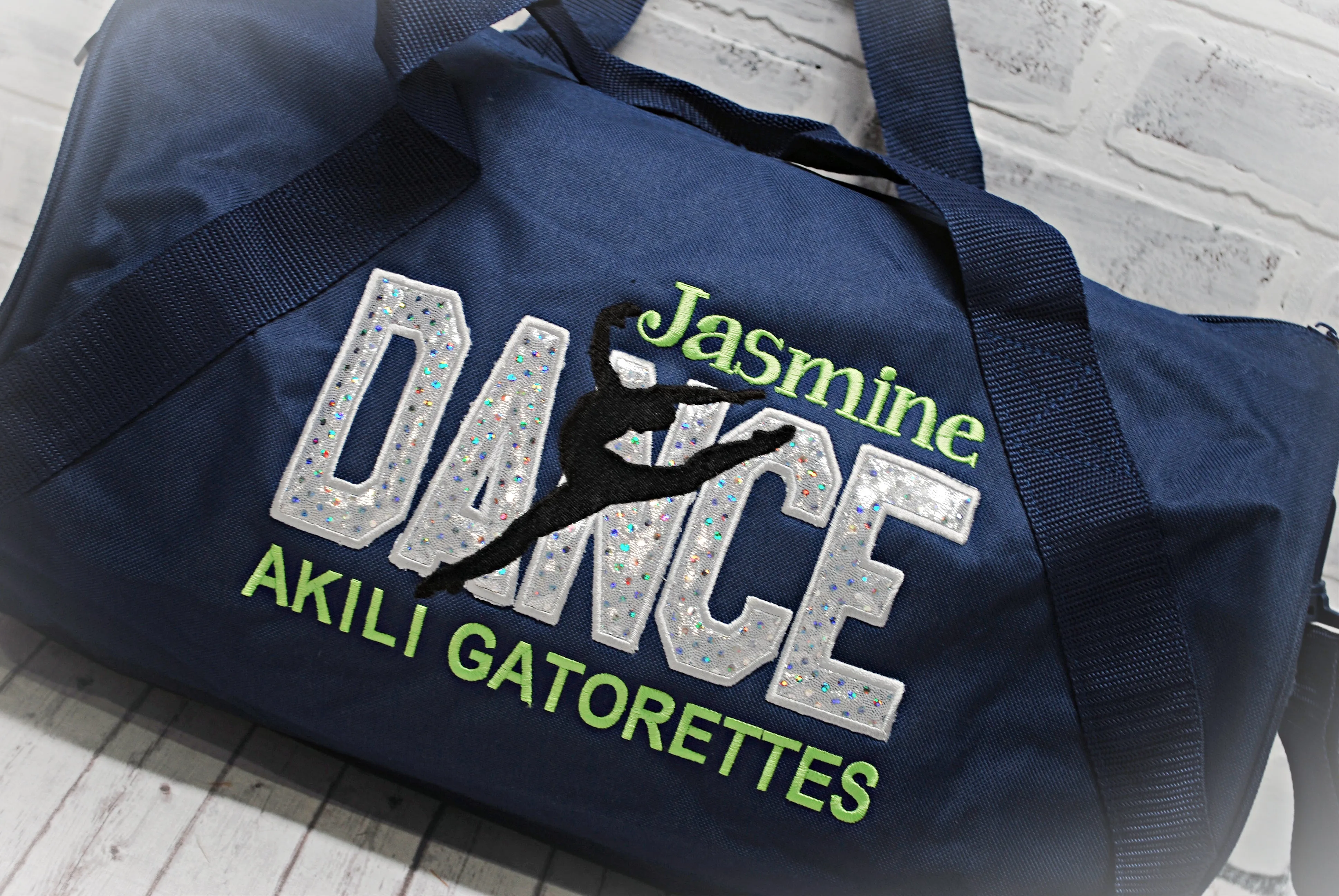 Dance Bag with Silver-Personalized Custom Tote or Duffle Bag Color