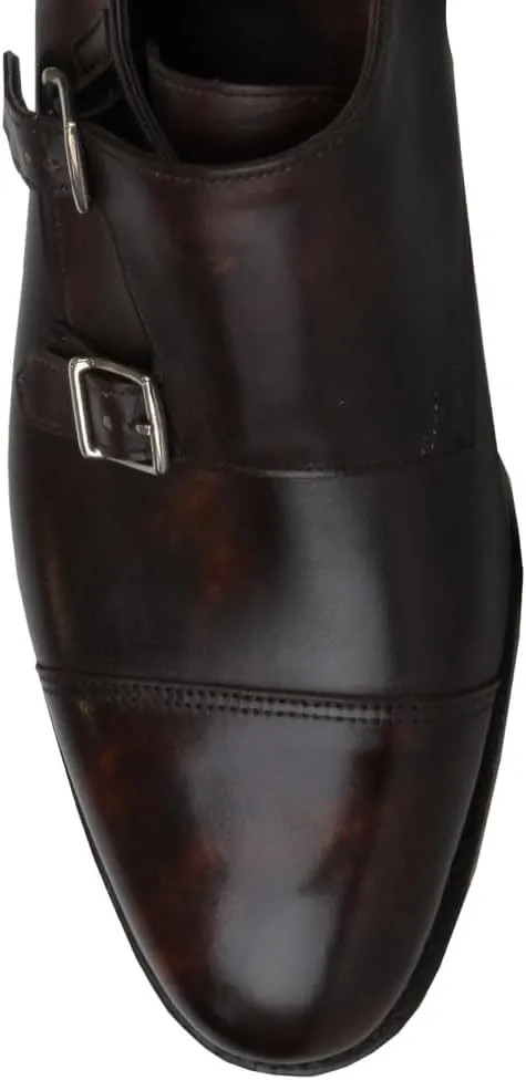 Dark Brown Calf Leather Double Monk Strap Shoes