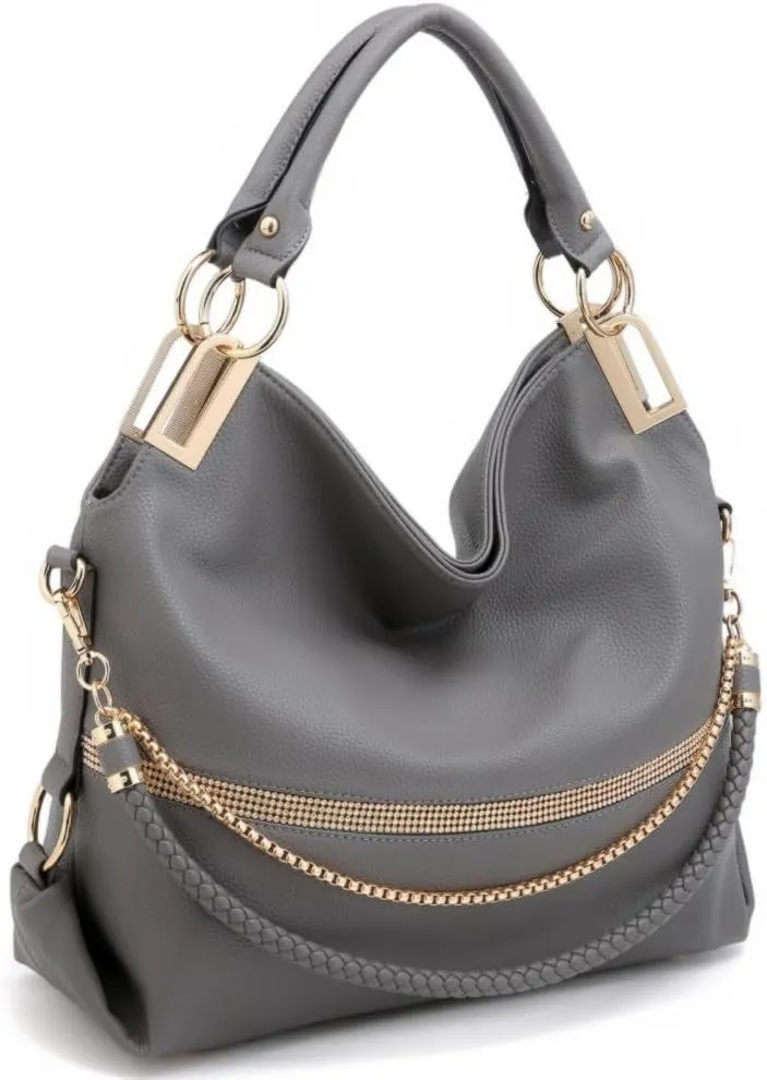 Dasein Purses for Women Vegan Leather Handbags Rhinestones Hobo Bags Tote Purse Shoulder Bag Ladies Handbag